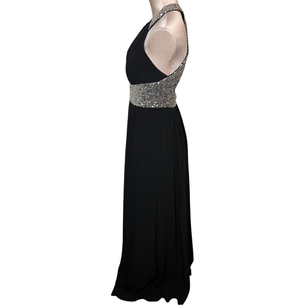 Elegant Black and Silver Halter Dress - Picture 2 of 12